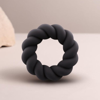 ROCKS-OFF - ANEL MASTURBADOR DE SILICONE PRETO TWIST - D-244043 - Dona Pimenta