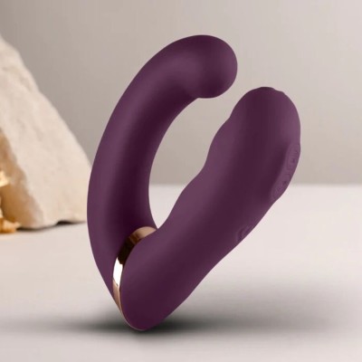 ROCKS-OFF - VIBRADOR DUPLO GEMINI ESTIMULADOR DE CLITÓRIS PONTO G ROXO - D-244029 - Dona Pimenta