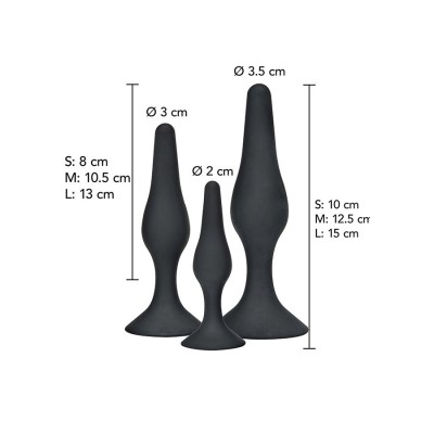 TOYJOY - ANAL PLAY CURVY COMPANIONS PLUG ANAL 3 PEÇAS PRETO - D-243817 - Dona Pimenta