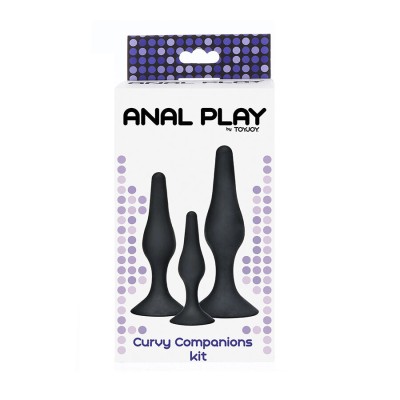 TOYJOY - ANAL PLAY CURVY COMPANIONS PLUG ANAL 3 PEÇAS PRETO - D-243817 - Dona Pimenta
