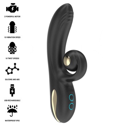 IBIZA - VIBRADOR TWISTER COM ESTIMULADOR DE CURVA E VIBRO-ROTAÃÃO - D-242820 - Dona Pimenta