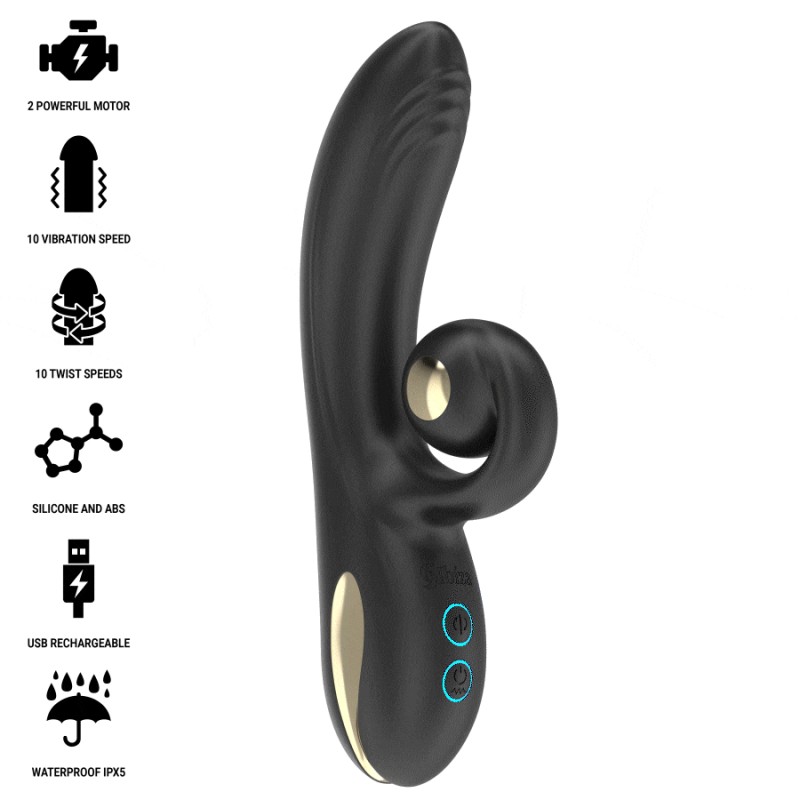 IBIZA - VIBRADOR TWISTER COM ESTIMULADOR DE CURVA E VIBRO-ROTAÃÃO - D-242820 - Dona Pimenta