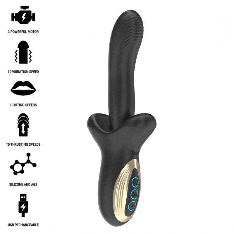 IBIZA - VIBRADOR PODEROSO COM EFEITO DE IMPULSÃO E MORDIDA - D-242822 - Dona Pimenta