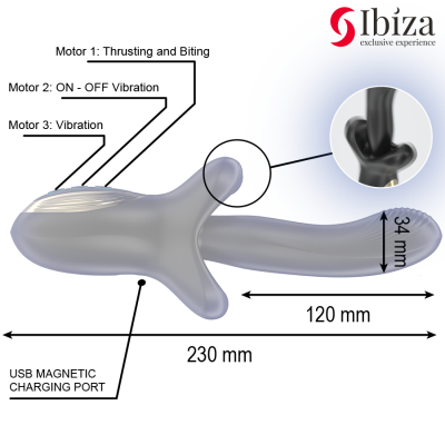 IBIZA - VIBRADOR PODEROSO COM EFEITO DE IMPULSÃO E MORDIDA - D-242822 - Dona Pimenta