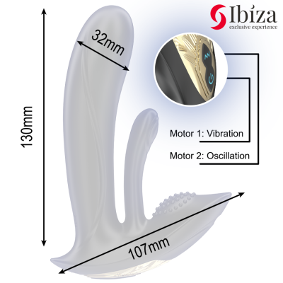 IBIZA - VIBRADOR VESTÃVEL COM ESTIMULAÇÃO DO PONTO G E CLITÓRIS COM CONTROLE REMOTO - D-242823 - Dona Pimenta