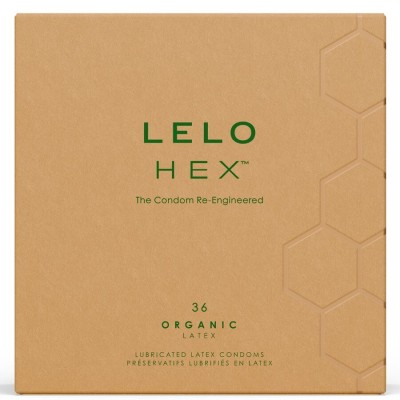 LELO - CAIXA DE PRESERVATIVOS ORGÚNICOS HEX 36 UNIDADES - D-244025 - Dona Pimenta