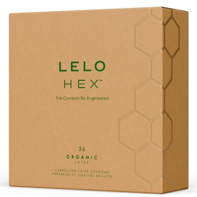 LELO - CAIXA DE PRESERVATIVOS ORGÂNICOS HEX 36 UNIDADES - D-244025 - Dona Pimenta