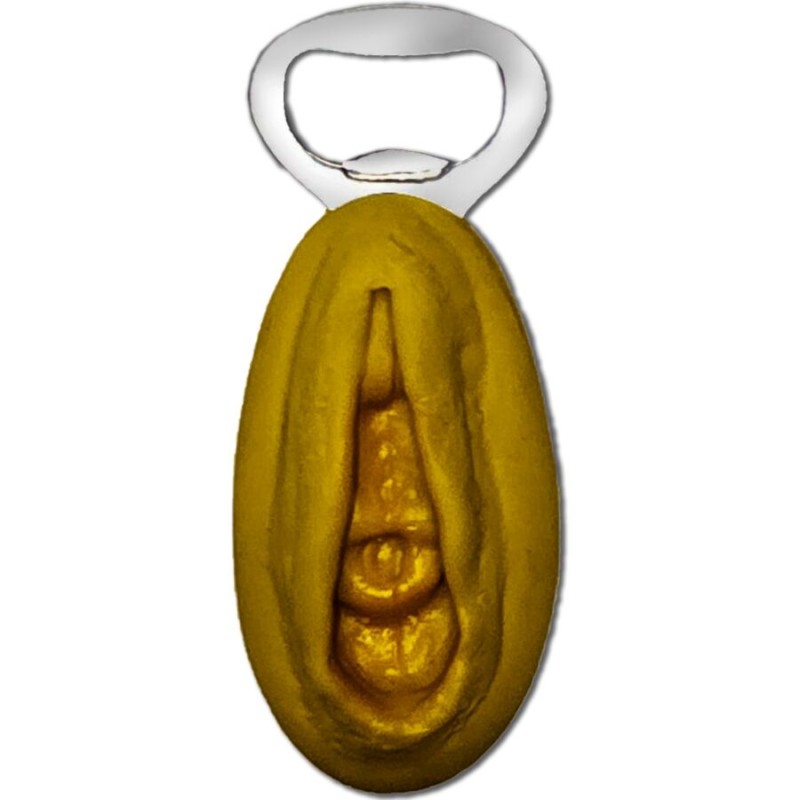 DIABLO PICANTE - ABRIDOR DE PRATA COM FORMATO DE VAGINA DOURADA - D-242747 - Dona Pimenta DIABLO PICANTE - ABRIDOR DE PRATA COM FORMATO DE VAGINA DOURADA - D-242747 - Dona Pimenta