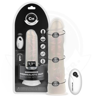 COCK MILLER - DILDO COM VENTOSA, LUZES E VIBRAÇÃO COM CONTROLE REMOTO BRANCO 19,5 CM - D-243375 - Dona Pimenta
