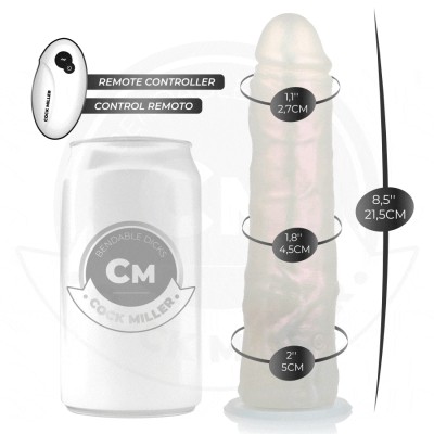 COCK MILLER - DILDO COM VENTOSA, LUZES E VIBRAÇÃO COM CONTROLE REMOTO BRANCO 19,5 CM - D-243375 - Dona Pimenta