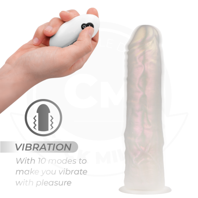 COCK MILLER - DILDO COM VENTOSA, LUZES E VIBRAÇÃO COM CONTROLE REMOTO BRANCO 19,5 CM - D-243375 - Dona Pimenta