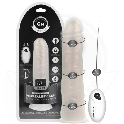 COCK MILLER - DILDO COM VENTOSA, LUZES E VIBRAÇÃO COM CONTROLE REMOTO BRANCO 20,5 CM - D-243376 - Dona Pimenta