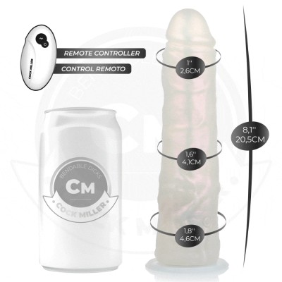 COCK MILLER - DILDO COM VENTOSA, LUZES E VIBRAÇÃO COM CONTROLE REMOTO BRANCO 20,5 CM - D-243376 - Dona Pimenta