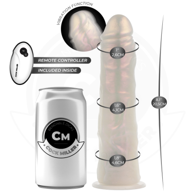 COCK MILLER - DILDO COM VENTOSA, LUZES E VIBRAÇÃO COM CONTROLE REMOTO BRANCO 20,5 CM - D-243376 - Dona Pimenta