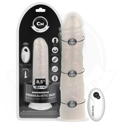 COCK MILLER - DILDO COM VENTOSA, LUZES E VIBRAÇÃO COM CONTROLE REMOTO BRANCO 21,5 CM - D-243377 - Dona Pimenta