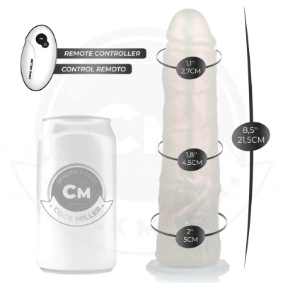 COCK MILLER - DILDO COM VENTOSA, LUZES E VIBRAÇÃO COM CONTROLE REMOTO BRANCO 21,5 CM - D-243377 - Dona Pimenta