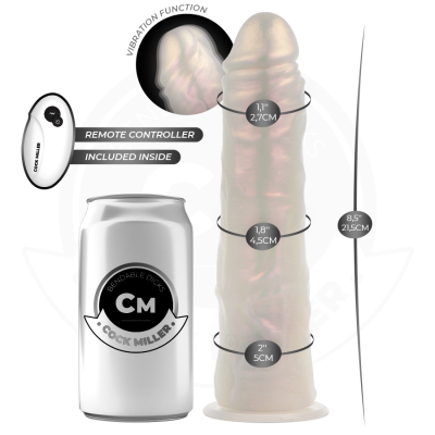 COCK MILLER - DILDO COM VENTOSA, LUZES E VIBRAÇÃO COM CONTROLE REMOTO BRANCO 21,5 CM - D-243377 - Dona Pimenta