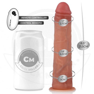 COCK MILLER - DILDO REALISTA COM VENTOSA E CONTROLE REMOTO VIBRAÇÃO 19,5 CM - D-243369 - Dona Pimenta