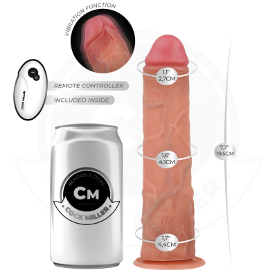 COCK MILLER - DILDO REALISTA COM VENTOSA E CONTROLE REMOTO VIBRAÇÃO 19,5 CM - D-243369 - Dona Pimenta
