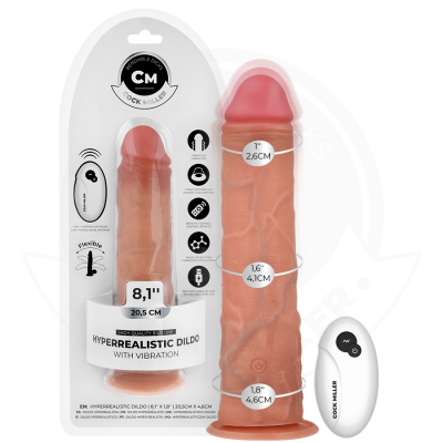 COCK MILLER - DILDO REALISTA COM VENTOSA E CONTROLE REMOTO VIBRAÇÃO 20,5 CM - D-243371 - Dona Pimenta