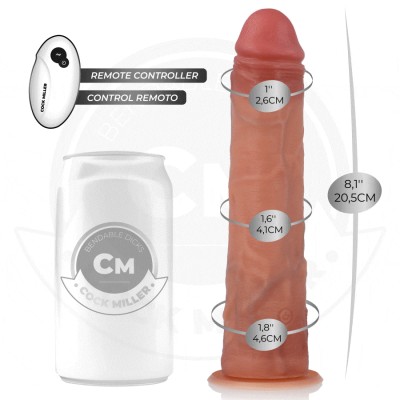 COCK MILLER - DILDO REALISTA COM VENTOSA E CONTROLE REMOTO VIBRAÇÃO 20,5 CM - D-243371 - Dona Pimenta