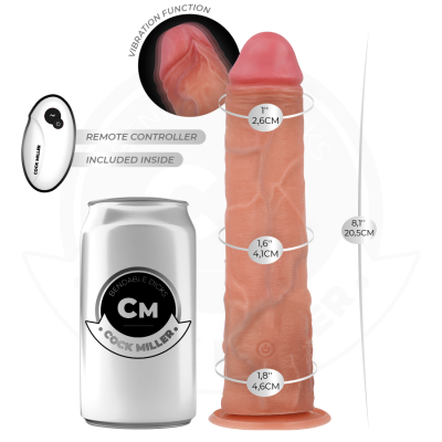 COCK MILLER - DILDO REALISTA COM VENTOSA E CONTROLE REMOTO VIBRAÇÃO 20,5 CM - D-243371 - Dona Pimenta