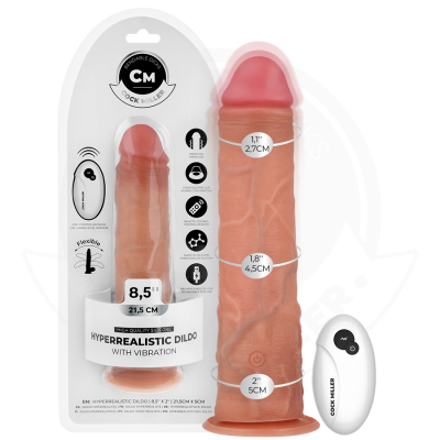 COCK MILLER - DILDO REALISTA COM VENTOSA E VIBRAÇÃO COM CONTROLE REMOTO 21,5 CM - D-243373 - Dona Pimenta