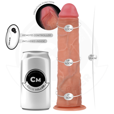 COCK MILLER - DILDO REALISTA COM VENTOSA E VIBRAÇÃO COM CONTROLE REMOTO 21,5 CM - D-243373 - Dona Pimenta