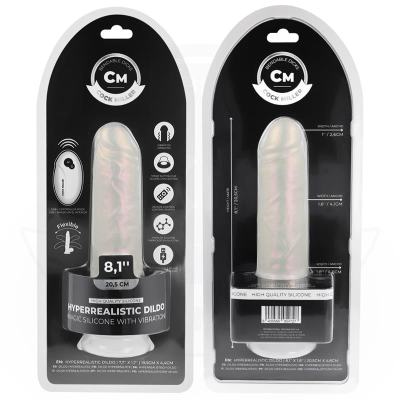 COCK MILLER - DILDO COM VENTOSA, LUZES E VIBRAÇÃO COM CONTROLE REMOTO BRANCO 20,5 CM - D-243376 - Dona Pimenta