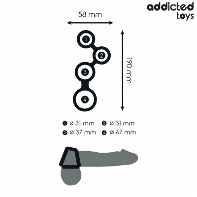 ADDICTED TOYS - ANEL PARA PÉNIS COM DIVISORES PARA TESTÃCULOS - D-242864 - Dona Pimenta