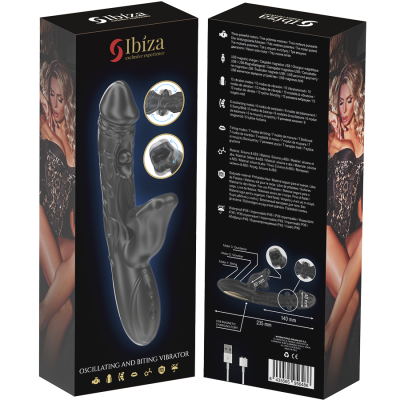 IBIZA - VIBRADOR E ESTIMULADOR DE CLITÓRIS COM EFEITO DE MORDIDA E ROTAÃÃO - D-242826 - Dona Pimenta