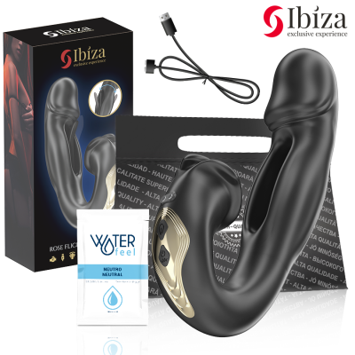 IBIZA - VIBRADOR ROSA COM EFEITO DE FLICKING E ESTIMULADOR DE CLITÓRIS - D-242827 - Dona Pimenta