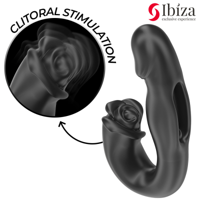 IBIZA - VIBRADOR ROSA COM EFEITO DE FLICKING E ESTIMULADOR DE CLITÓRIS - D-242827 - Dona Pimenta