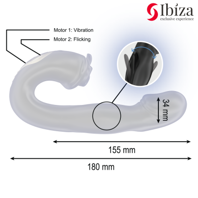 IBIZA - VIBRADOR ROSA COM EFEITO DE FLICKING E ESTIMULADOR DE CLITÓRIS - D-242827 - Dona Pimenta