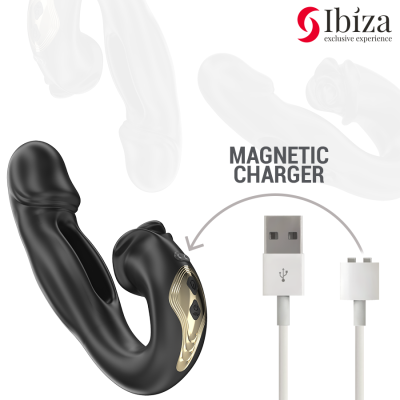 IBIZA - VIBRADOR ROSA COM EFEITO DE FLICKING E ESTIMULADOR DE CLITÓRIS - D-242827 - Dona Pimenta