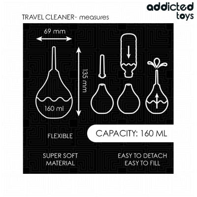 ADDICTED TOYS - LIMPADOR ANAL DE VIAGEM TAMANHO M 160 ML - D-242871 - Dona Pimenta