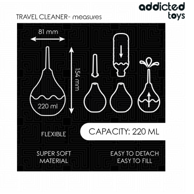ADDICTED TOYS - LIMPADOR ANAL DE VIAGEM TAMANHO L 220 ML - D-242872 - Dona Pimenta