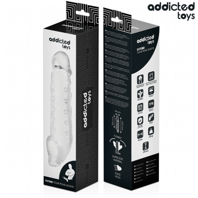 ADDICTED TOYS - EXTENSÃO DE PÉNIS TRANSPARENTE TAMANHO S 23 CM - D-242852 - Dona Pimenta