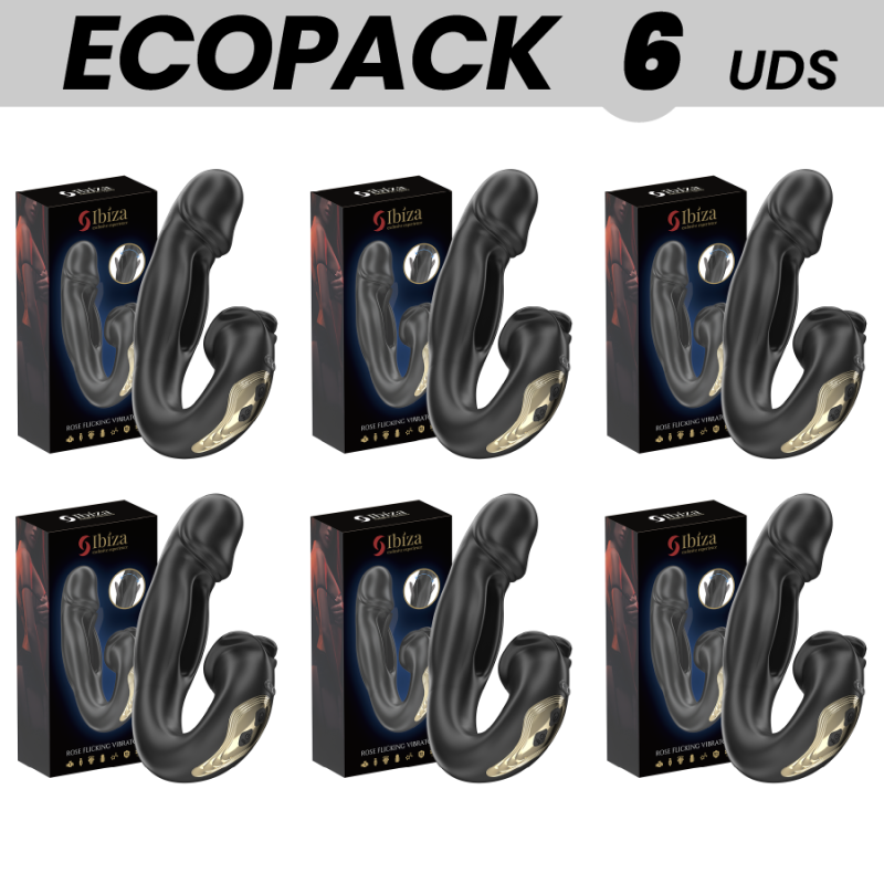 ECOPACKS 6 UNIDADES - VIBRADOR IBIZA ROSE COM EFEITO DE PRESSÃO E ESTIMULADOR DE CLITÓRIS - D-244383 - Dona Pimenta