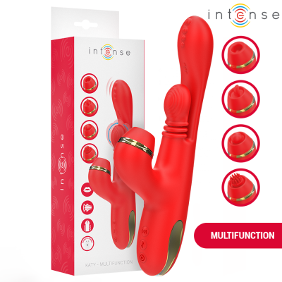INTENSE - ESTIMULADOR DE CLITÓRIS MULTIFUNCIONAL KATY 4 CABEÃAS INTERCAMBIÃVEIS VERMELHO - D-244070 - Dona Pimenta