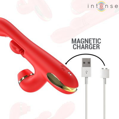 INTENSE - ESTIMULADOR DE CLITÓRIS MULTIFUNCIONAL KATY 4 CABEÃAS INTERCAMBIÃVEIS VERMELHO - D-244070 - Dona Pimenta