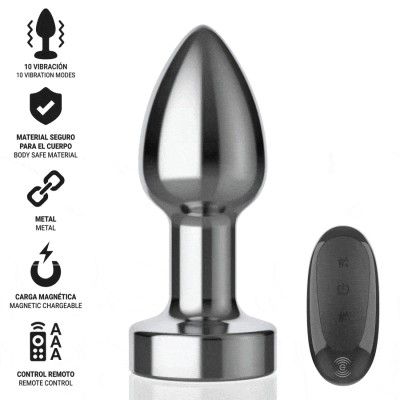 INTENSE - PLUG ANAL 10 VIBRAÇÕES METAL COM CONTROLE REMOTO S - D-243387 - Dona Pimenta