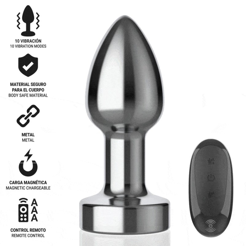 INTENSE - PLUG ANAL 10 VIBRAÇÕES METAL COM CONTROLE REMOTO S - D-243387 - Dona Pimenta INTENSE - PLUG ANAL 10 VIBRAÇÕES METAL COM CONTROLE REMOTO S - D-243387 - Dona Pimenta