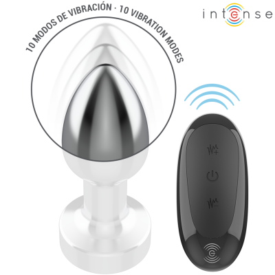 INTENSE - PLUG ANAL 10 VIBRAÇÕES METAL COM CONTROLE REMOTO S - D-243387 - Dona Pimenta