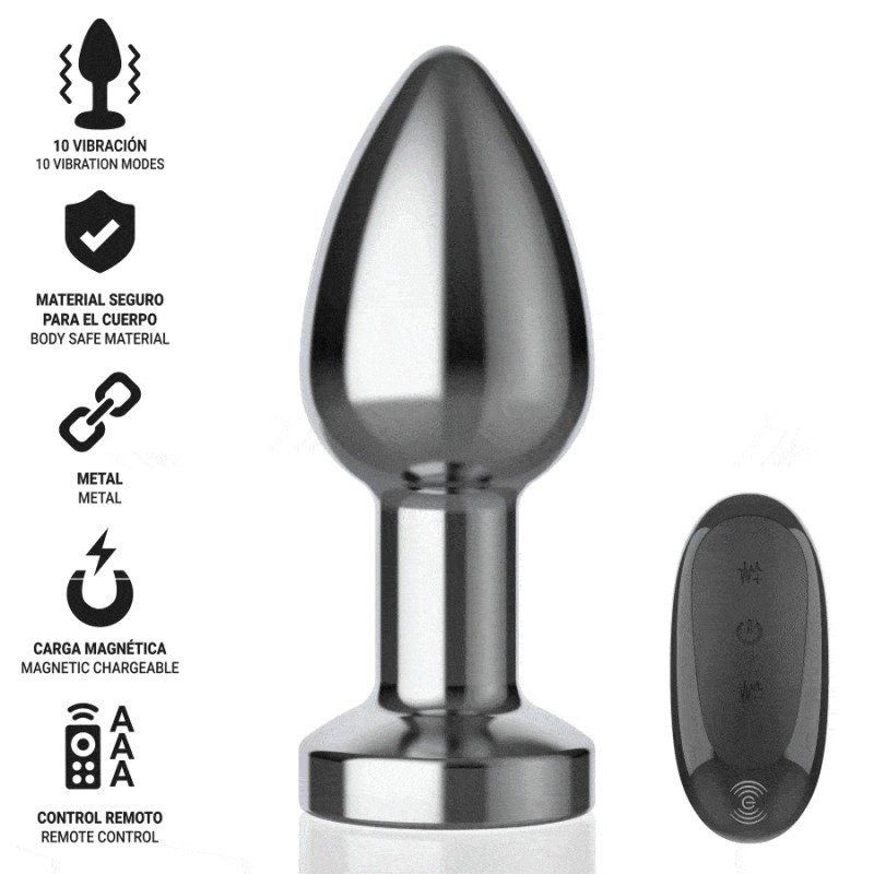 INTENSE - PLUG ANAL 10 VIBRAÇÕES METAL COM CONTROLE REMOTO M - D-243388 - Dona Pimenta