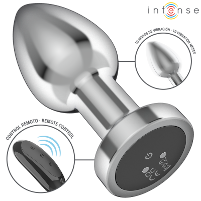 INTENSE - PLUG ANAL 10 VIBRAÇÕES METAL COM CONTROLE REMOTO M - D-243388 - Dona Pimenta