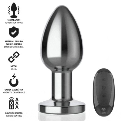 INTENSE - PLUG ANAL 10 VIBRAÇÕES METAL COM CONTROLE REMOTO L - D-243389 - Dona Pimenta
