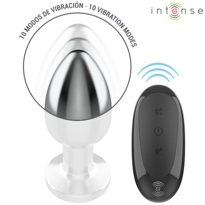 INTENSE - PLUG ANAL 10 VIBRAÇÕES METAL COM CONTROLE REMOTO L - D-243389 - Dona Pimenta