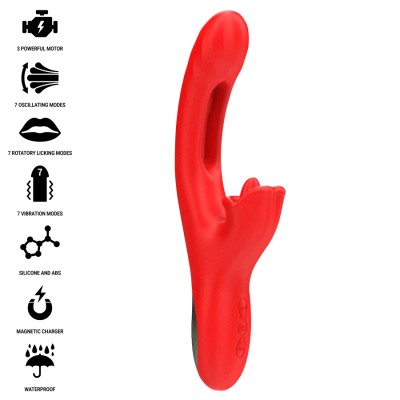 INTENSE - JESSICA MULTIFUNCIONAL VIBRADOR ESTIMULAÇÃO DO CLITÓRIS 24,8 CM VERMELHO - D-243384 - Dona Pimenta