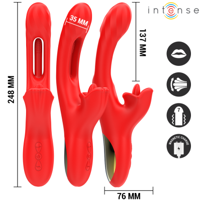 INTENSE - JESSICA MULTIFUNCIONAL VIBRADOR ESTIMULAÇÃO DO CLITÓRIS 24,8 CM VERMELHO - D-243384 - Dona Pimenta